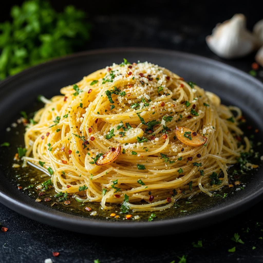 15-Minute Garlic Butter Pasta - beautifully plated pasta dish