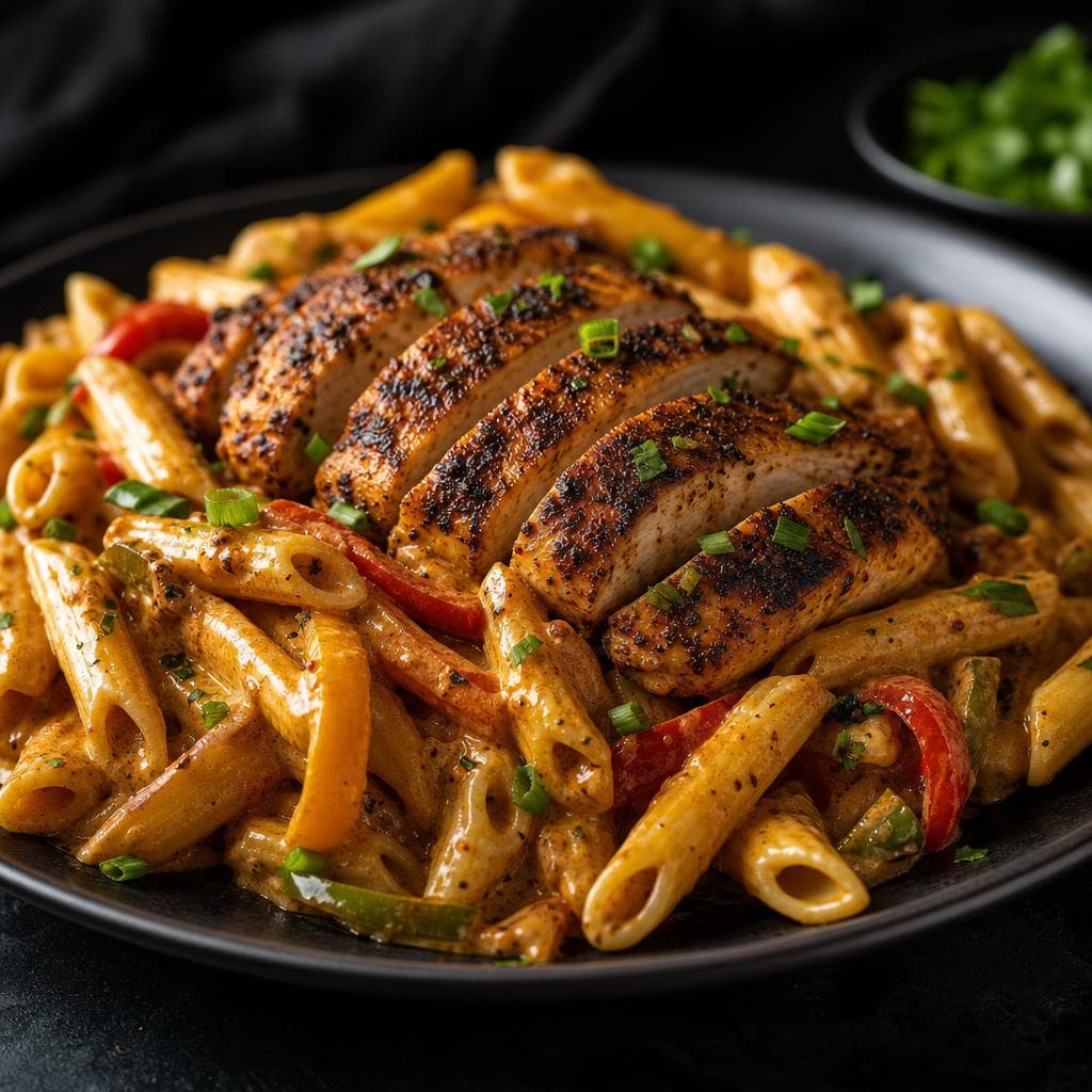 Cajun Chicken Pasta - beautifully plated pasta dish