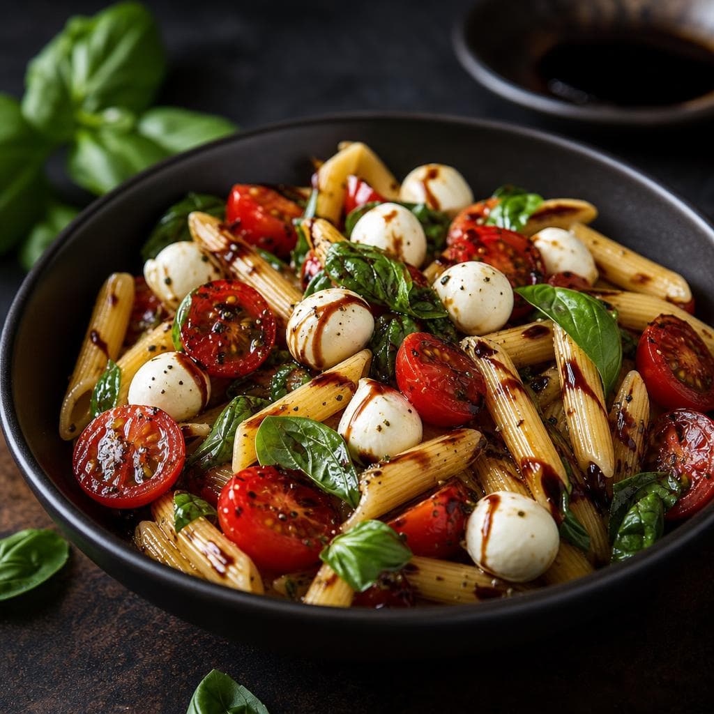 Caprese Pasta Salad - beautifully plated pasta dish