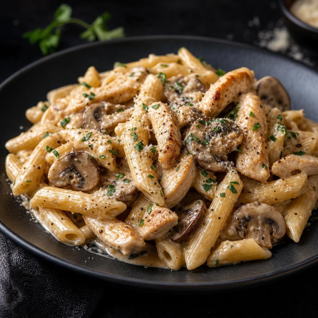 Creamy Mushroom and Chicken Penne
