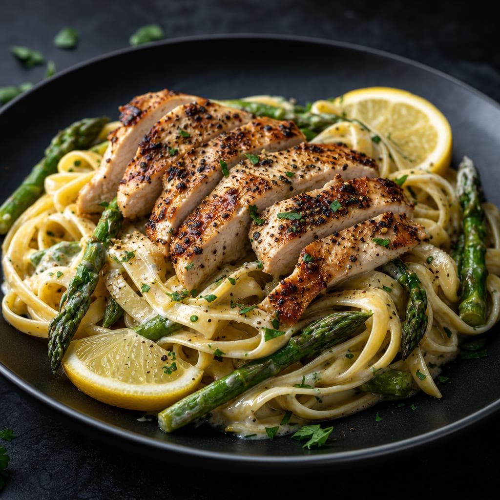 Lemon Herb Chicken Pasta - beautifully plated pasta dish