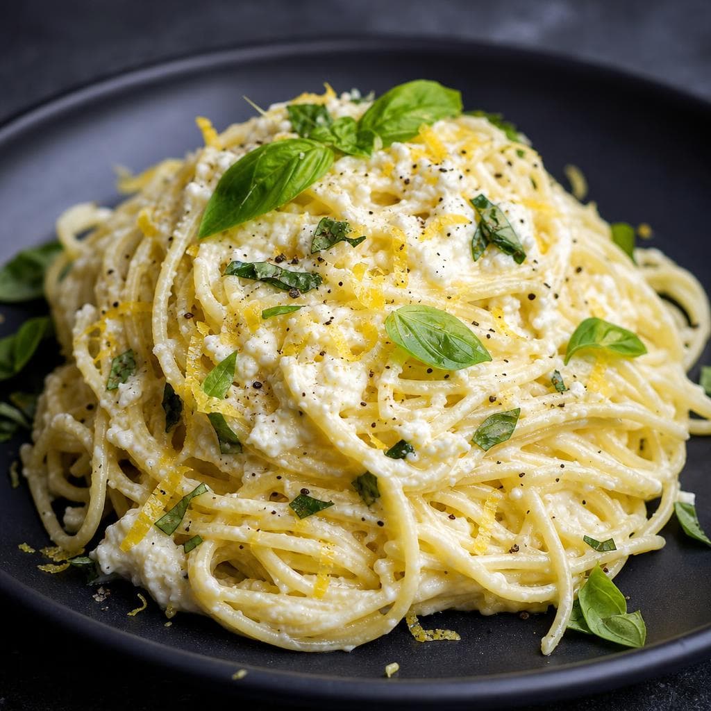 Lemon Ricotta Pasta - beautifully plated pasta dish