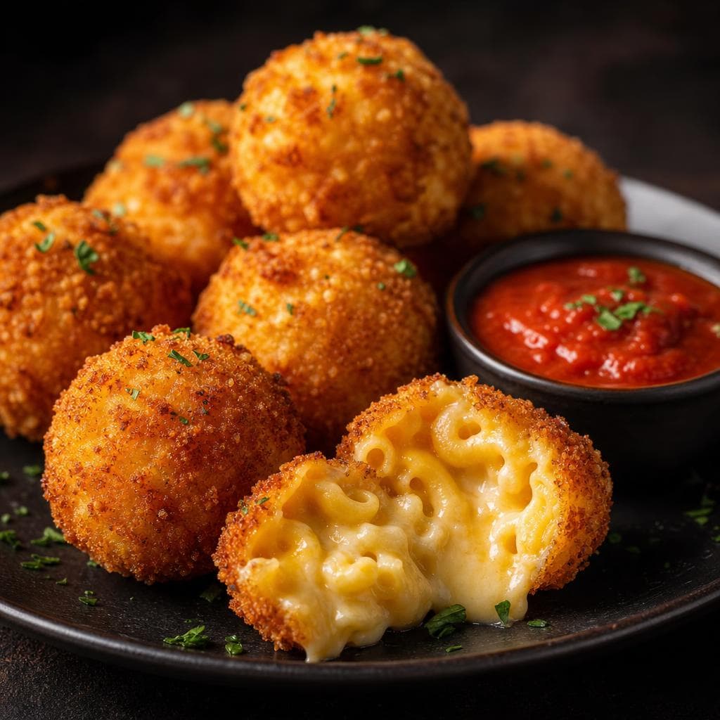 Mac and Cheese Bites - beautifully plated pasta dish