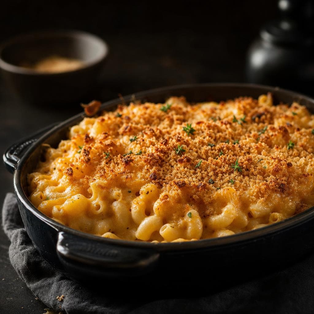 Classic Mac and Cheese - beautifully plated pasta dish