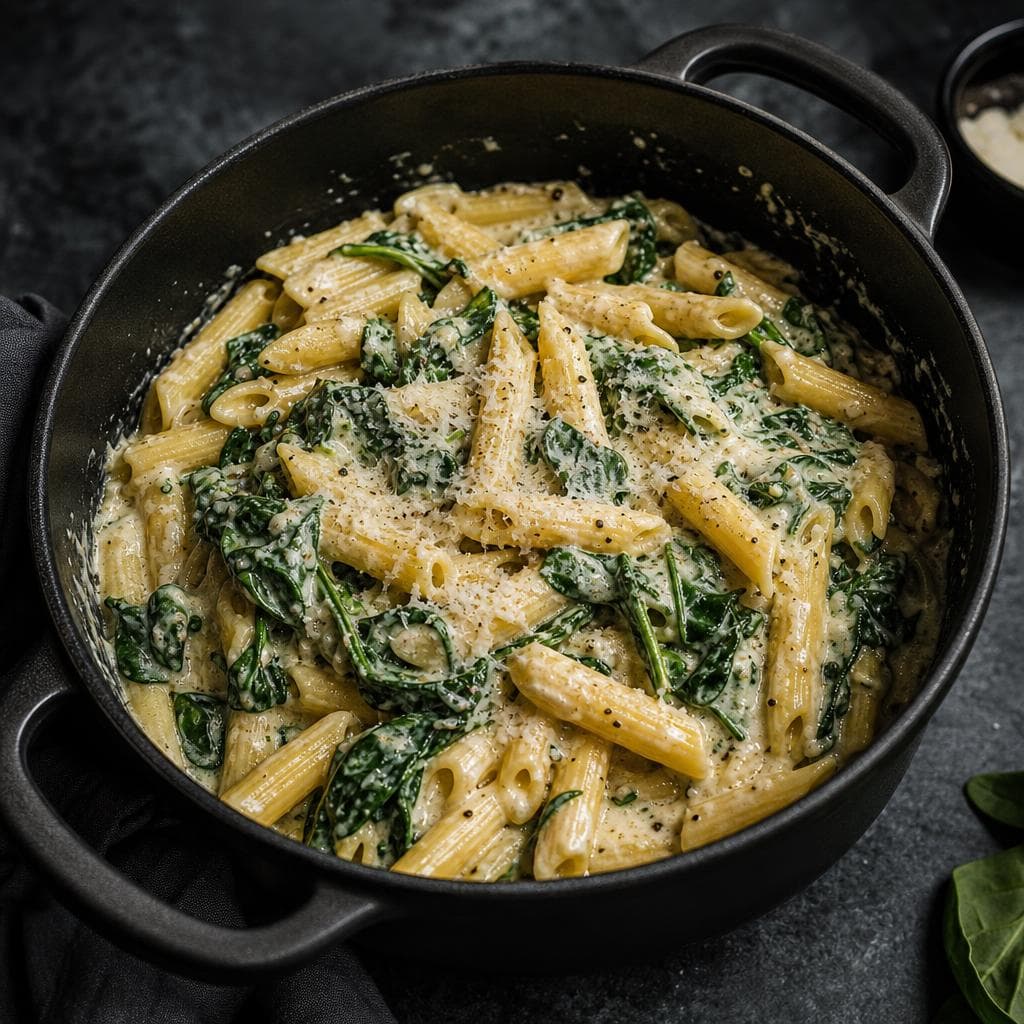 One-Pot Spinach Ricotta Pasta - beautifully plated pasta dish
