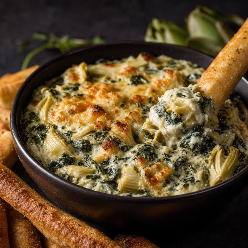 Spinach Artichoke Pasta Dip - beautifully plated pasta dish